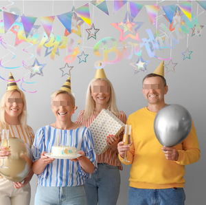 Guirlandes de bannières d'<span class=keywords><strong>anniversaire</strong></span> à thème dégradé, étoiles, cercles, points, tourbillons, décorations pour fête d'<span class=keywords><strong>anniversaire</strong></span> d'enfants, fête prénatale - Product Image 4