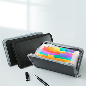 Mini Carpeta de acordeón A6, nuevo estilo, almacenamiento de billetes multicapa con cremallera recortada de arcoíris, material plástico - Product Image 3