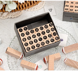 Mini Creative Digital Alphabet Stamps Set 42-Piece <strong>Wood</strong> <strong>Seal</strong> with Geometric Shapes for Happy Party Decorations - Product Image 5