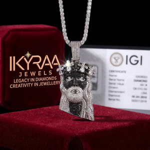 Pendentif en argent sterling 925 certifié IGI VVS, motif trèfle noir, style hip-hop, serti de diamants de laboratoire, vente en gros - Product Image 3