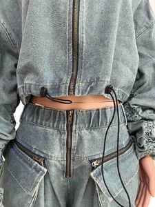 Lady Streetwear Denim Jeans Wide Leg Matching Sets Two Piece <b>Pants</b> Set Women's Sets Fashion - Product Image 6