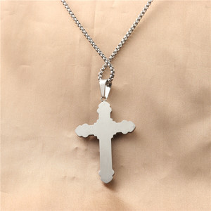 Men's Stainless Steel <b>Cross</b> Pendant Necklace Geometric Design Claw Setting 12068 - Product Image 2