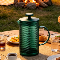 Pembuat Kopi Manual French Press Kreatif Kustom dengan Tutup Bambu dan Saringan SS 304, Alat Seduh Kopi Kaca
