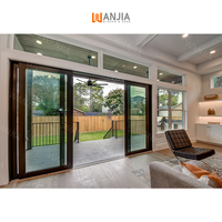 Portes coulissantes en verre et aluminium WANJIA pour patio extérieur, aluminium 96 x 80, design minimaliste, porte coulissante pour patio