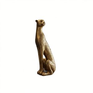 Modern Light <b>Gold</b> Resin Leopard Sculpture - Home & Entryway Decor Ornament - Product Image 4