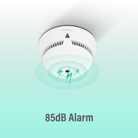 Detector de Humo Inalámbrico Interconectado RF EN14604, Sensor de Humo Interconectado DC, Alarma de Incendio para el Hogar con Gateway Inteligente