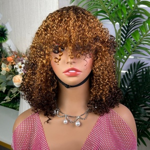 Factory Price 200g Raw Virgin Hair <b>Wigs</b> Super Double Drawn Non Lace Closure Fringe <b>Pixie</b> Curl Many Color <b>Wigs</b> High Quality - Product Image 4