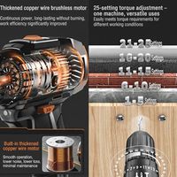 Perceuse-visseuse sans fil rechargeable 21V à vitesse variable avec batterie au lithium et lumière LED pour percer le métal, le bois et le plastique