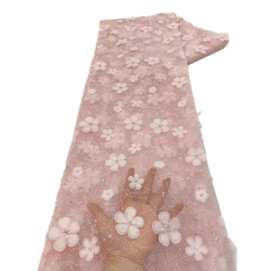 Ni. Ai mới nhất 3D hoa <span class=keywords><strong>Net</strong></span> ren với sequins chất lượng tốt vải lấp lánh sáng bóng sang trọng vải cho phụ nữ bên váy - Product Image 1