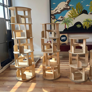 Estantería de Esquina de Madera Maciza, Estantería de Almacenamiento con Montaje en Suelo, Librería Giratoria de 360 Grados, Librería Multifuncional para Sala de Estar - Product Image 2