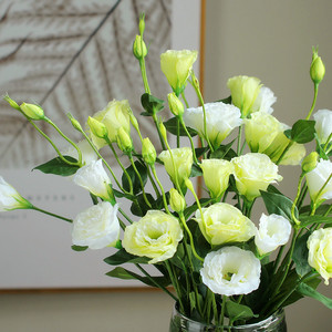 <b>Artificial</b> Lisianthus Flowers <b>Bouquet</b> Silk High Simulation Wedding Home Decor Ivory Light Pink Pale Green Champagne Light Blue - Product Image 2