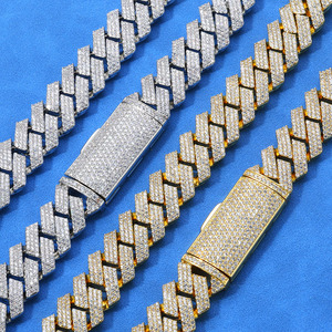 Exclusive Urban Streetwear GRA Moissanite 3-Row Rhombus Cuban Bracelets S925 Silver 18K Plated Hand <b>Set</b> Rap Jewelry OEM - Product Image 6