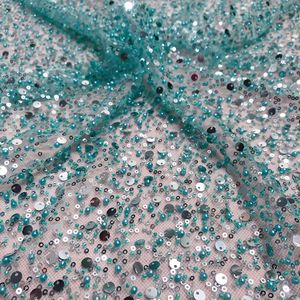 Chất lượng cao OEM đính cườm ngọc trai sequin ren vải tuyn vải Tela de encaje con cuentas Y lentejuelas - Product Image 3