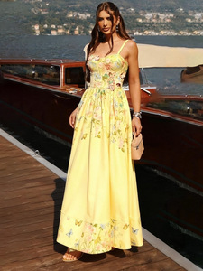 New Women's <b>Strapless</b> Sleeveless Printed <b>Dress</b> with Tie Design - Product Image 2