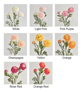 <span class=keywords><strong>Fleur</strong></span> artificielle en soie de haute qualité, 3 têtes de renoncule, pivoine décorative pour la maison, mariage, fête, rose poussiéreux - Product Image 4
