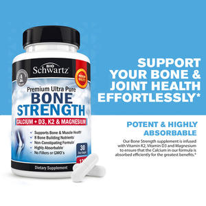 People Bone Muscle Support 50 + Personnes Bone Muscle Support Bone Strength Comprimés Supplément Avec Calcium D3 K2 Capsules De Magnésium - Product Image 3