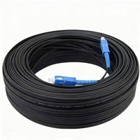 Kabel Drop FTTH 1 2 4 Core G657A1 G657A2 Single Mode Flat Fiber Optik Outdoor Konduktor Tembaga Selubung PVC
