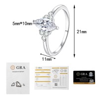 Bague de luxe en argent sterling 925 avec moissanite taille marquise pour femme, bijou délicat en argent pour mariage et fiançailles
