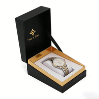 Boîte à montre noire vide de luxe avec logo personnalisé et coussin, boîte de haute qualité pour montres et bracelets