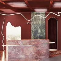 Réception de salon moderne personnalisée, design élégant, luxe, bureau de réception en marbre Orobico Rosso