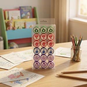 ตราประทับพลาสติกแบบเติมหมึกเอง <span class=keywords><strong>TopFun</strong></span> ชุดรวม 18 ชิ้น ของเล่นเสริมพัฒนาการสำหรับเด็กอายุ 2-4 ปี ลายการ์ตูน - Product Image 1