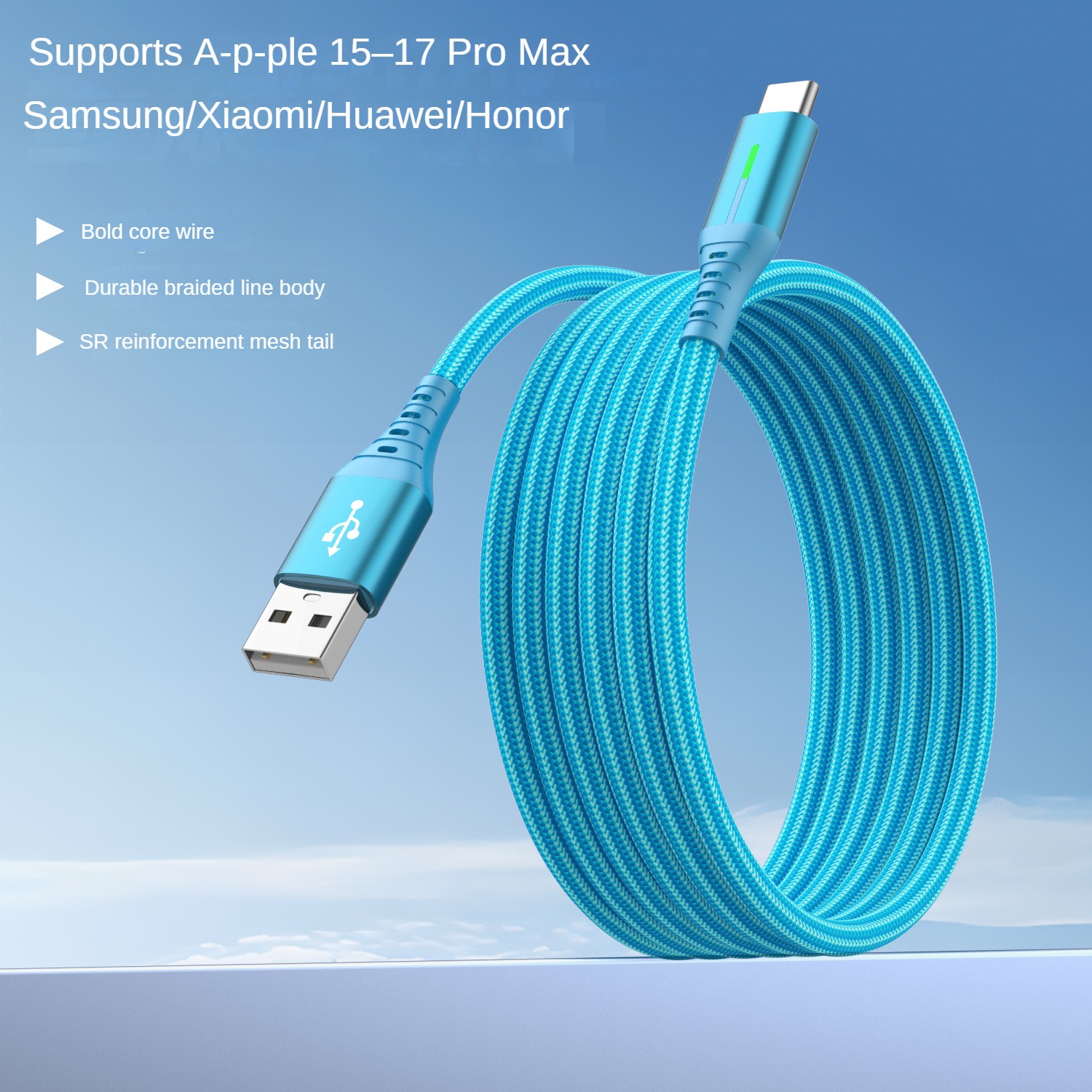 Câble USB-C en nylon bleu Tianzhu