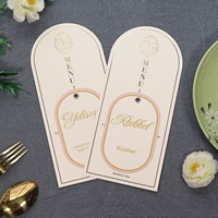 Tarjetas de menú de boda en forma de arco personalizadas con diseño de etiqueta de nombre para Celebración de bodas y fiestas