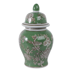 Pot décoratif en céramique, motif oiseau et fleurs vertes, pour salon, bureau, décoration intérieure - Product Image 4