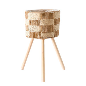 Support de pot de fleurs en rotin de style nordique, support de plantes d'intérieur sur pied, design circulaire, décoration intérieure - Product Image 5
