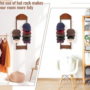 Estante de pared de madera para gorras de béisbol, estante de exhibición de sombreros de varias capas para uso doméstico, organizador de almacenamiento tipo gancho - Product Image 5
