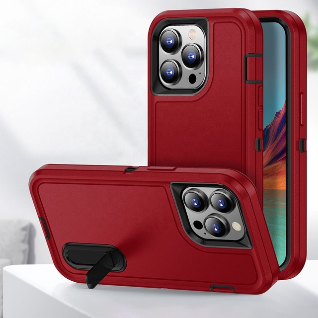 Wholesale 3 in 1 Full Protection TPU PC Strip Stand Anti-Drop Phone Case for iPhone 17 Pro Max 17 Air 16 15 Plus 14 13 12 11