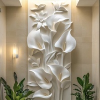 Décorations murales, art mural, relief floral, sculptures en pierre faites à la main, relief en fibre de verre