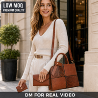 Sac à bandoulière de luxe pour femme, ensemble 3 pièces, en cuir PU gaufré crocodile, sac à main, sac bandoulière et grand sac fourre-tout marron