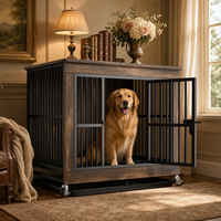 Eisen-Hundekäfig für mittelgroße Hunde, Vierkantrohr-Zwinger, Haustierbett mit Doppeltüren, atmungsaktiv, für alle Jahreszeiten, Hundehütte für Zuhause, zusammenbaubares Gehege