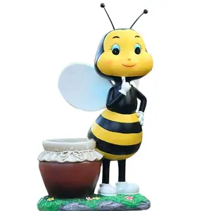 Werks-anpassung zum verkauf hohe qualität heiß begehrt außenbereich garten skulptur pop-art harz cartoon bienen-statue tier-skulptur