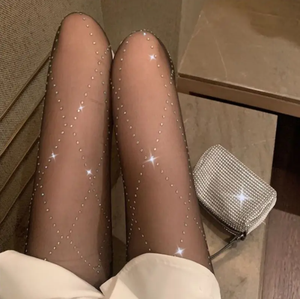 Pantimedias de red con diamantes de imitación para mujer, medias negras sexis, moda de mujer, 2017 - Product Image 2