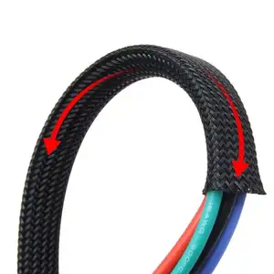 High-quality Cable Protection Sleeve Environment Friendly Polyester Flexible PET Expandable Cable Braided Sleeve