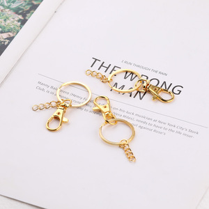 <b>Metal</b> Keychain Hook with Flat Chain Gold White Bronze Plated Colorful DIY Bag & Car Accessory Spring 2024 - Product Image 2