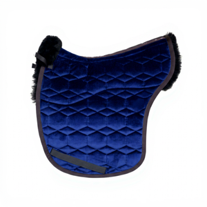 TOUGH TACK OEM Custom Luxury Icelandic Saddle Pad with Faux Fur Trim Velvet Hexagon Quilted Jumping Competition Use - Product Image 6
