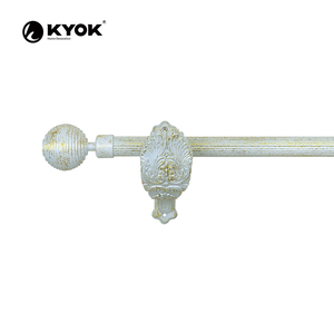 KYOK Premium Ornate <strong>Curtain</strong> <strong>Pole</strong> - Fluted Rod with <strong>Cream</strong> &amp; Gold Antique Finish - Product Image 3