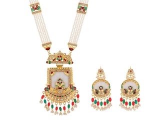 ชุดเครื่องประดับแบบดั้งเดิมที่สวยงามพร้อมต่างหูสร้อยคอ kundan สำหรับงานเทศกาล - Product Image 3