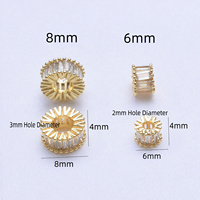 Lot de 20 perles entretoises à grand trou de 6 mm en laiton plaqué or 18 carats avec micro-pavé de zircone cubique pour la fabrication de bijoux DIY (bracelets, colliers)
