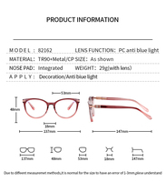 Lunettes de vue anti-lumière bleue Partagas Fashion Cat Eye TR90 CP Glitter pour femmes