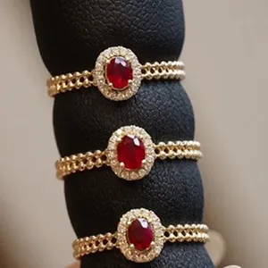 8K14k9K Gold Diamond Ring Personality Lab Grown Ruby Engagement Ring Women's Wedding Jewelry Set In Classic Luxury