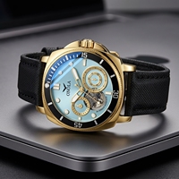 Nouvelle montre mécanique automatique ONOLA 3814 pour homme, luxe, étanche 3ATM, bracelet en cuir ajouré, montre-bracelet tendance