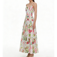 Robe longue élégante sur mesure pour femme, coupe ajustée, taille empire, imprimé floral, style bohème, pour la plage ou les vacances d'été