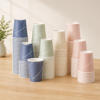 Gobelets en papier jetables à imprimé géométrique, épais, anti-fuite, à paroi simple, pour boissons chaudes et froides, café, pour le bureau, pour l'emballage