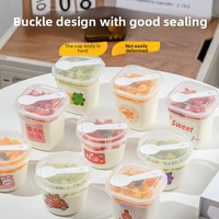 Gobelet à yaourt en plastique jetable double face avec couvercle pour le pouding au lait, la gelée et le dessert.