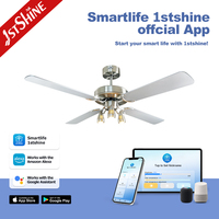 Ventilateur de plafond 1stshine 52 pouces, style classique moderne, commande vocale, ultra silencieux, 6 vitesses, qualité durable, décoration intérieure, avec lumière