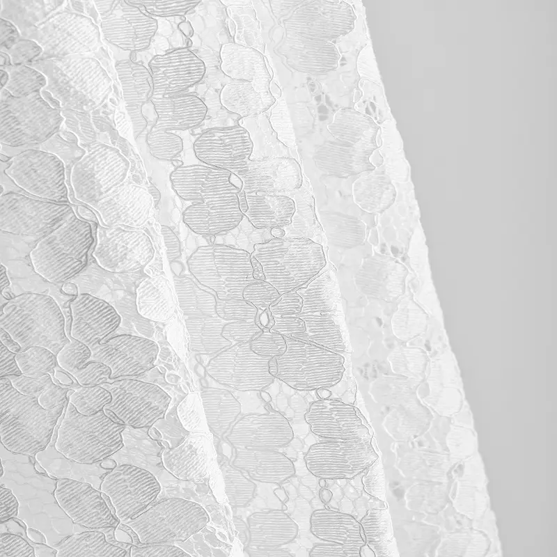 Tela de encaje floral para vestido, bordado de algodón y nailon blanco, precio más bajo, nuevo estilo